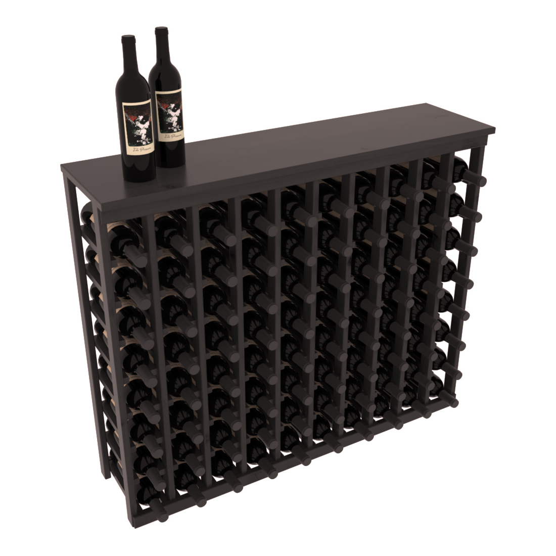 InstaCellar - 10 Column Tasting Table with Top in Knotty Alder Black stained with WineSafe™ Satin Sealant