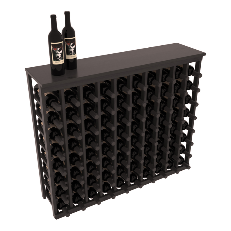 InstaCellar - 10 Column Tasting Table with Top in Knotty Alder Black stained with WineSafe™ Satin Sealant