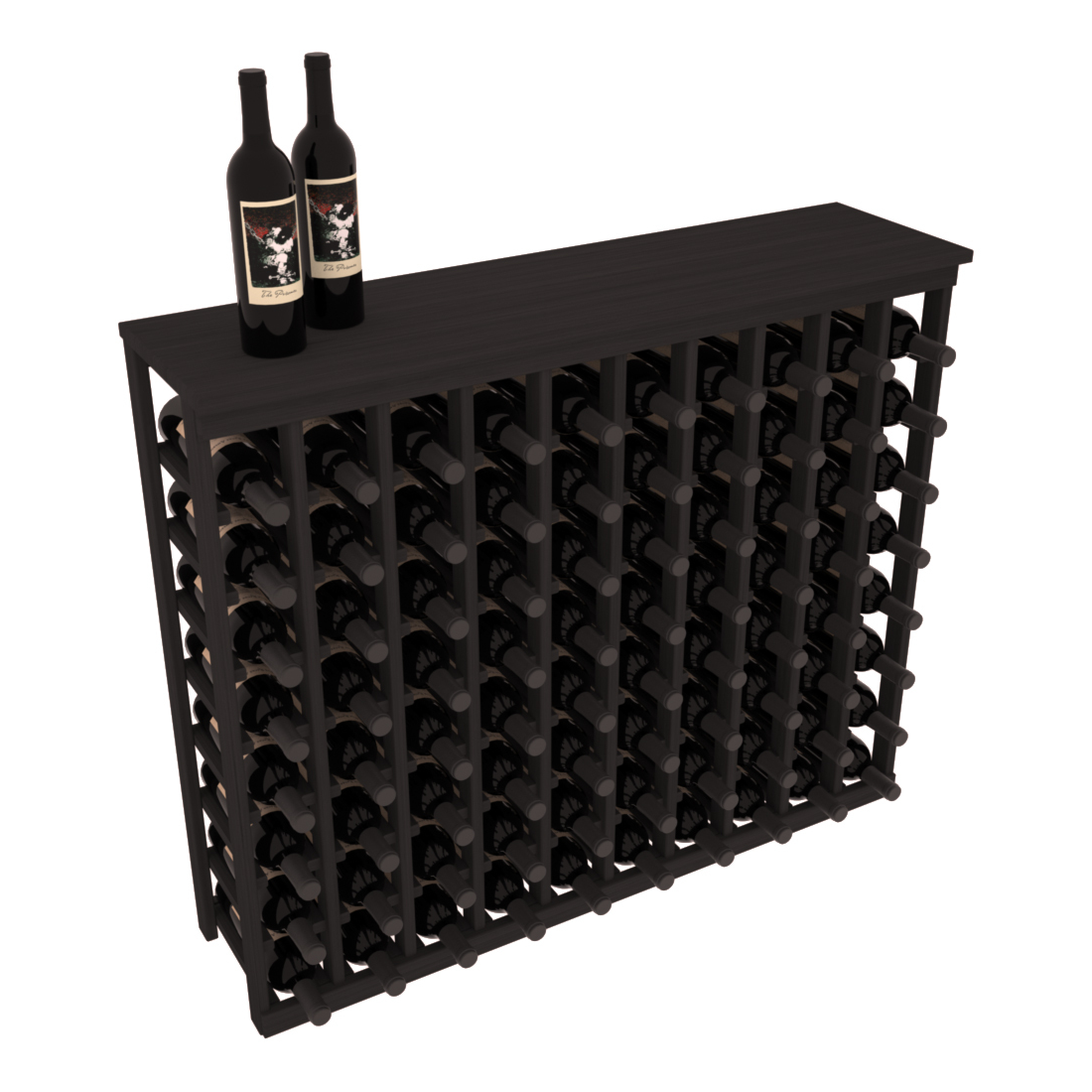 InstaCellar - 10 Column Tasting Table with Top in Grand Mahogany Black stained without WineSafe™ Satin Sealant