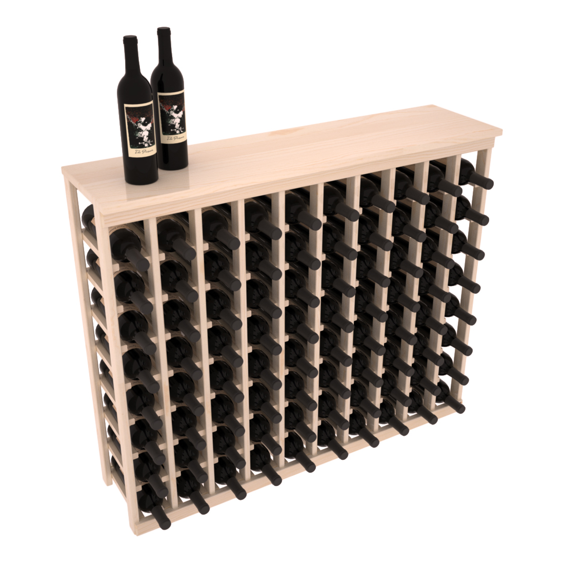 InstaCellar - 10 Column Tasting Table with Top in Ponderosa Pine Unstained with WineSafe™ Satin Sealant