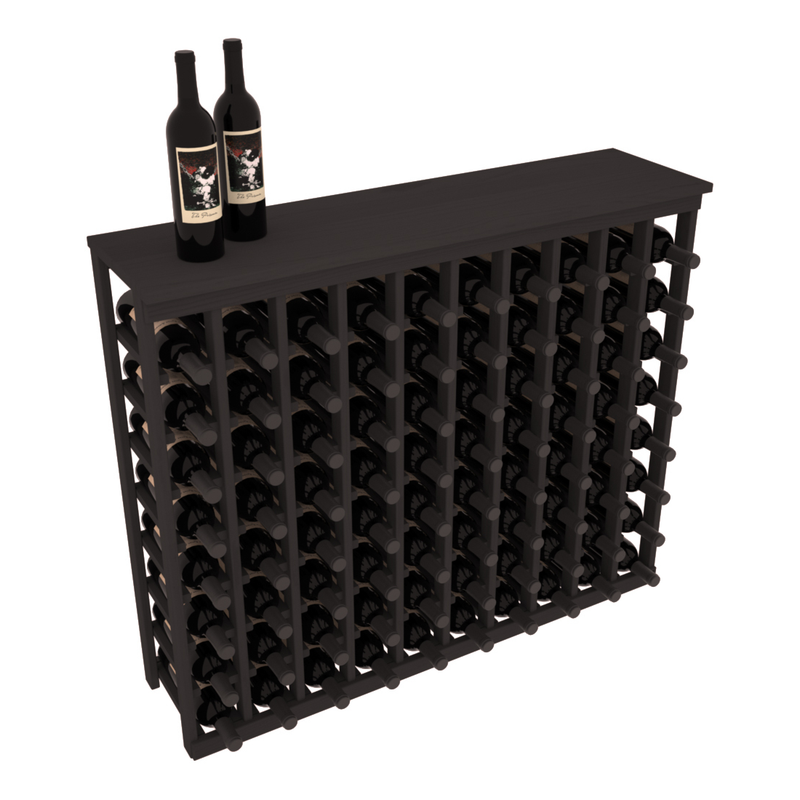 InstaCellar - 10 Column Tasting Table with Top in Ponderosa Pine Black stained without WineSafe™ Satin Sealant