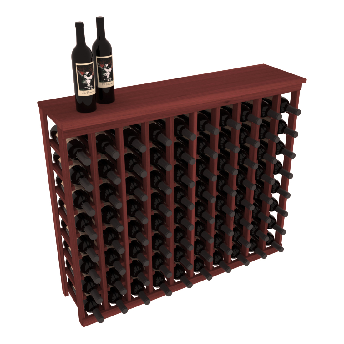 InstaCellar - 10 Column Tasting Table with Top in Premium Redwood Cherry stained without WineSafe™ Satin Sealant