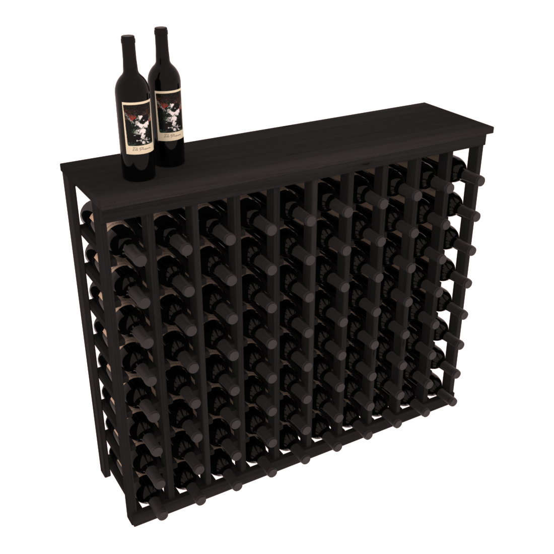 InstaCellar - 10 Column Tasting Table with Top in Premium Redwood Black stained without WineSafe™ Satin Sealant