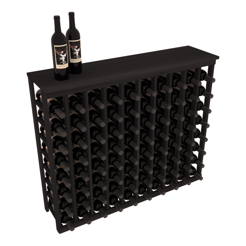 InstaCellar - 10 Column Tasting Table with Top in Premium Redwood Black stained without WineSafe™ Satin Sealant