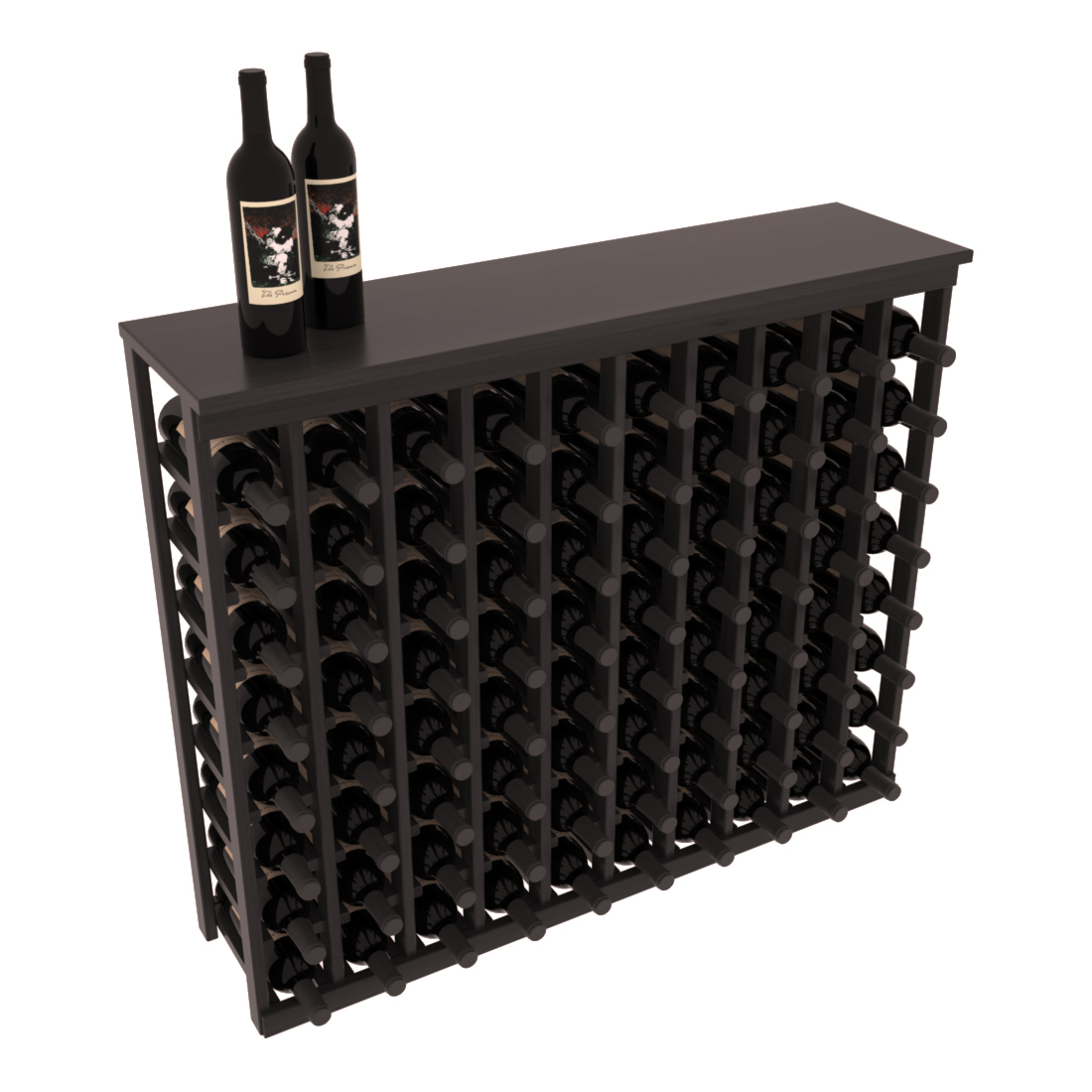 InstaCellar - 10 Column Tasting Table with Top in Premium Redwood Black stained with WineSafe™ Satin Sealant