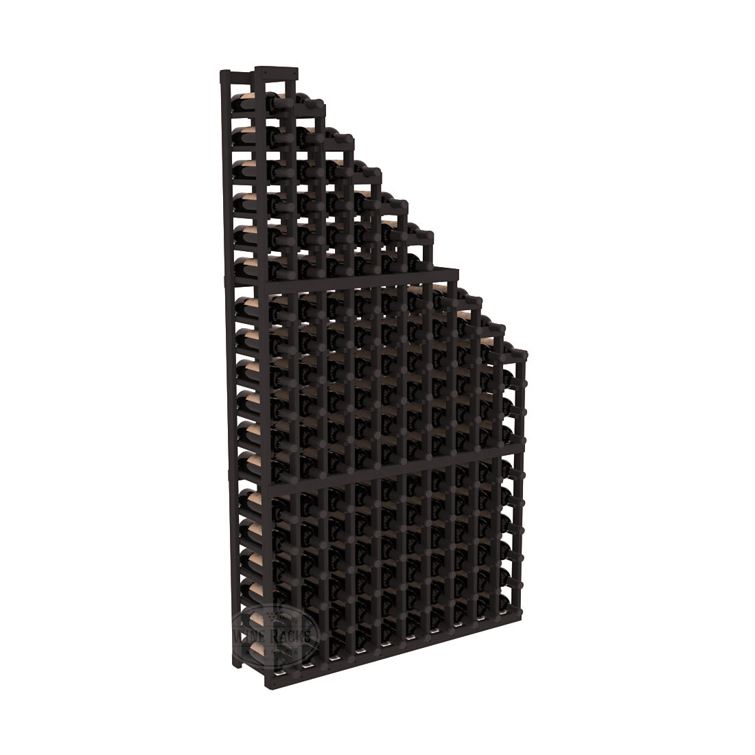 InstaCellar - 10 Column Waterfall Rack in Ponderosa Pine Black stained without WineSafe™ Satin Sealant