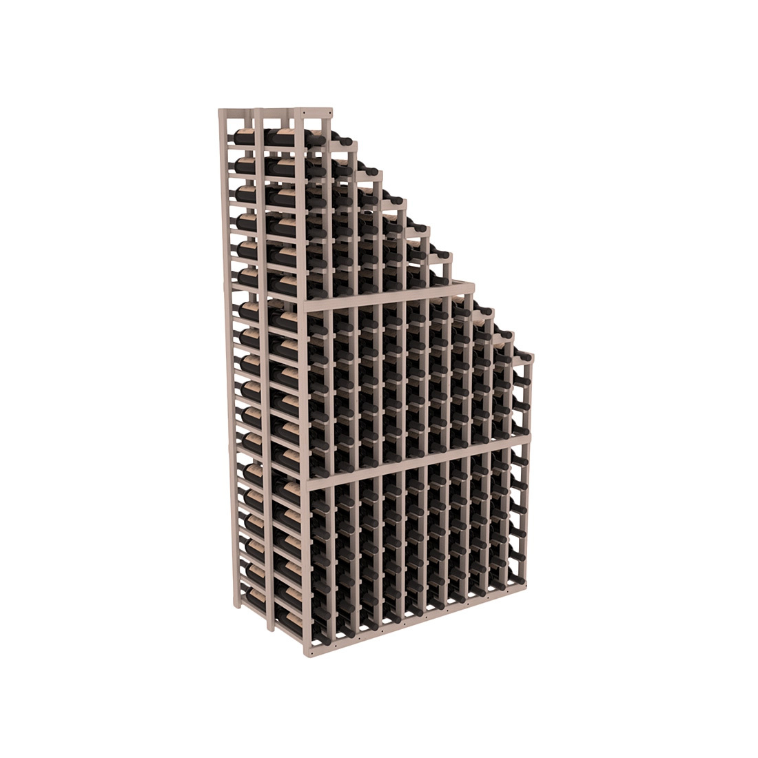 InstaCellar - 10 Column Double Deep Waterfall Rack in Ponderosa Pine Greywash stained without WineSafe™ Satin Sealant