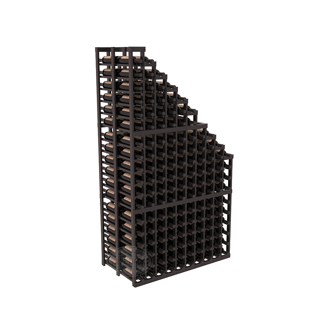 InstaCellar - 10 Column Double Deep Waterfall Rack in Premium Redwood Black stained with WineSafe™ Satin Sealant