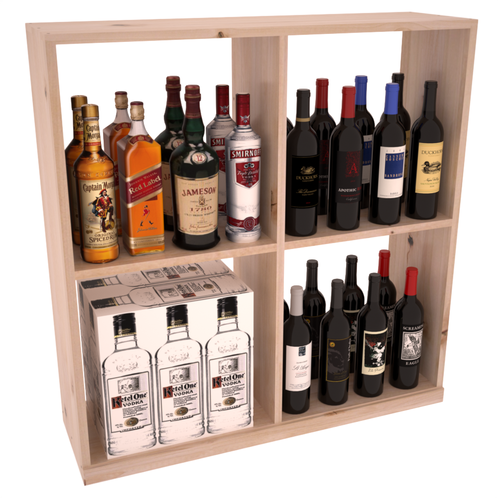 InstaCellar - Liquor Solid Case Bin in Knotty Alder Unstained with WineSafe™ Satin Sealant