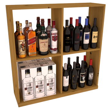 InstaCellar - Liquor Solid Case Bin in Knotty Alder Oak stained without WineSafe™ Satin Sealant