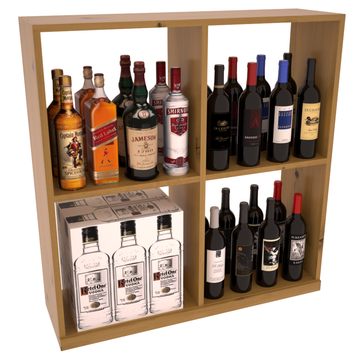 InstaCellar - Liquor Solid Case Bin in Knotty Alder Oak stained with WineSafe™ Satin Sealant