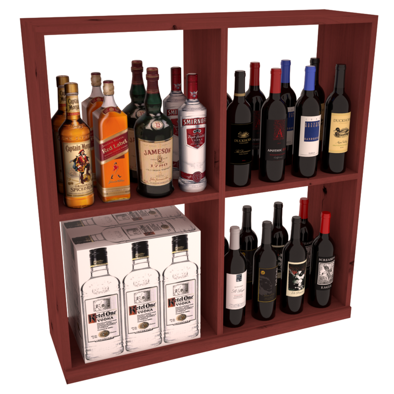 InstaCellar - Liquor Solid Case Bin in Knotty Alder Cherry stained without WineSafe™ Satin Sealant