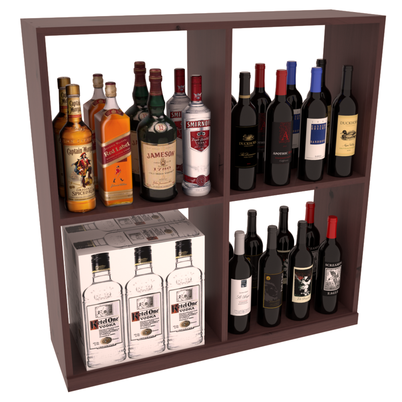 InstaCellar - Liquor Solid Case Bin in Knotty Alder Walnut stained with WineSafe™ Satin Sealant