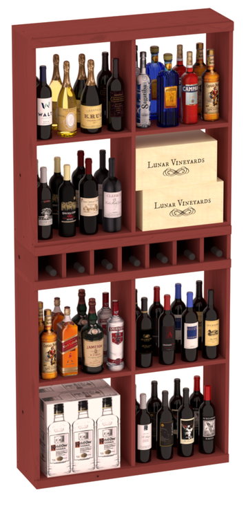 InstaCellar - Liquor Case Bin x2 Cubby Combo in Ponderosa Pine Cherry stained without WineSafe™ Satin Sealant