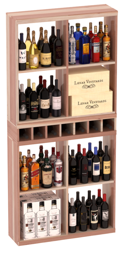 InstaCellar - Liquor Case Bin x2 Cubby Combo in Premium Redwood Unstained with WineSafe™ Satin Sealant