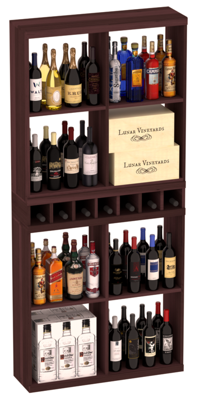 InstaCellar - Liquor Case Bin x2 Cubby Combo in Premium Redwood Walnut stained without WineSafe™ Satin Sealant