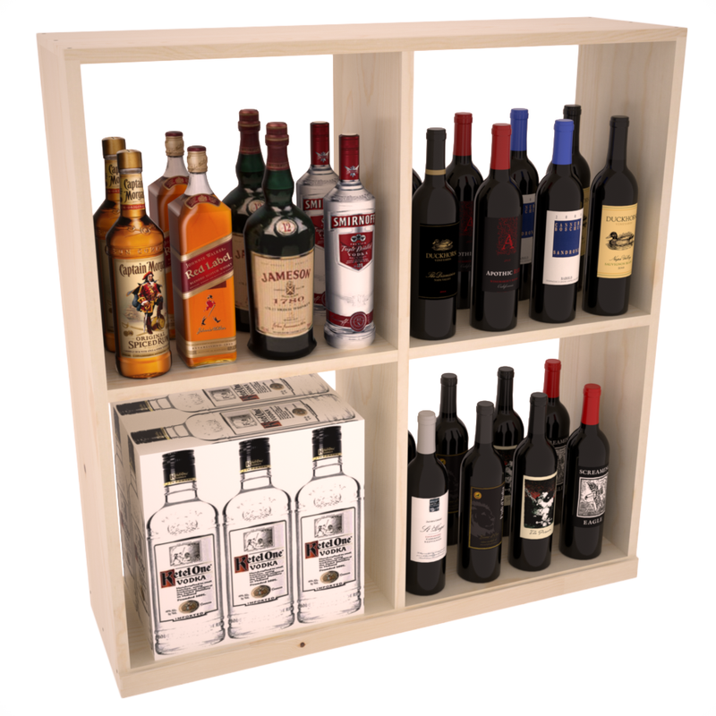 InstaCellar - Liquor Solid Case Bin in Ponderosa Pine Unstained with WineSafe™ Satin Sealant