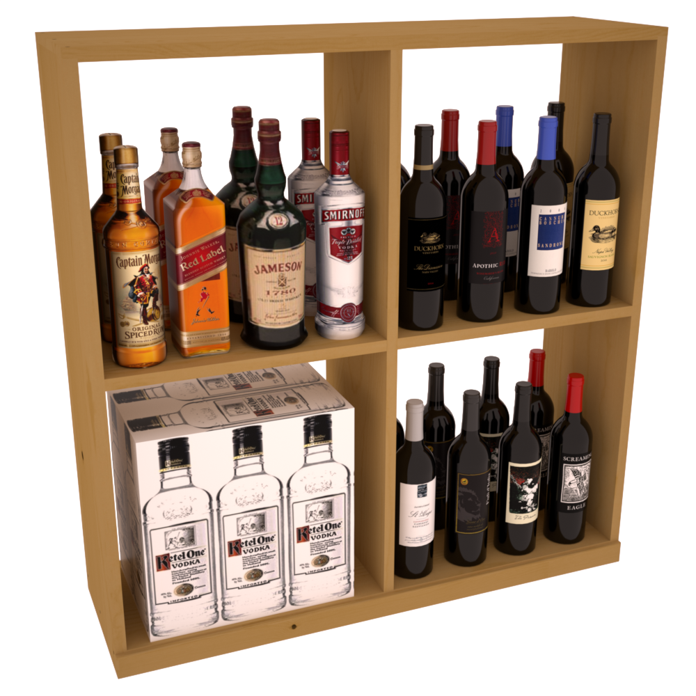 InstaCellar - Liquor Solid Case Bin in Ponderosa Pine Oak stained without WineSafe™ Satin Sealant