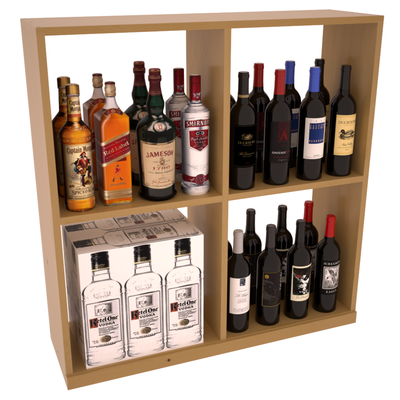 InstaCellar - Liquor Solid Case Bin in Ponderosa Pine Oak stained with WineSafe™ Satin Sealant