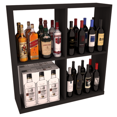 InstaCellar - Liquor Solid Case Bin in Ponderosa Pine Black stained without WineSafe™ Satin Sealant