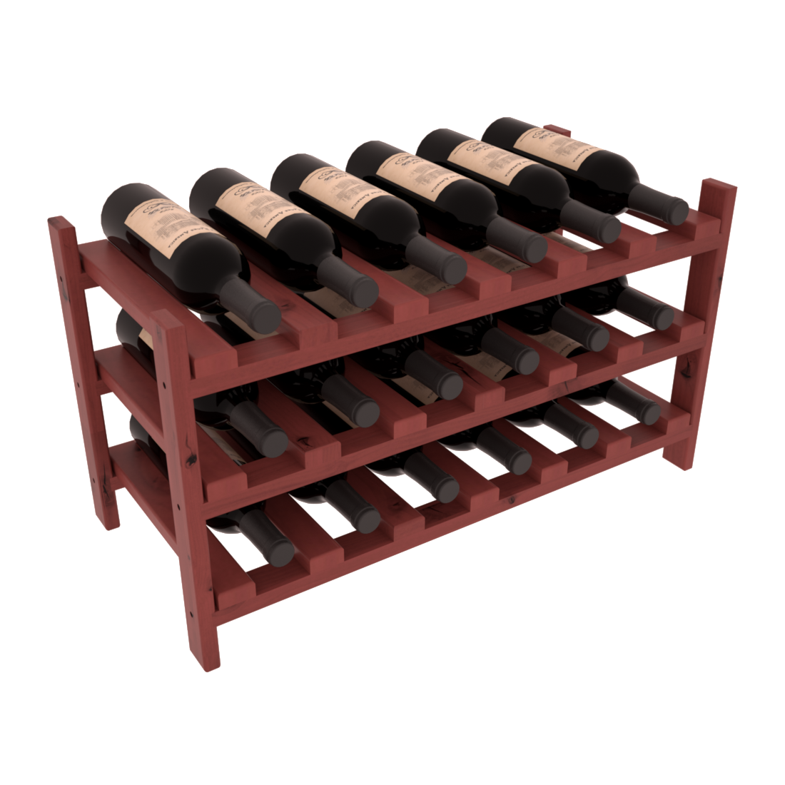 Living Series - 18 Bottle Stackable in Alder Cherry stained with Clear Coat