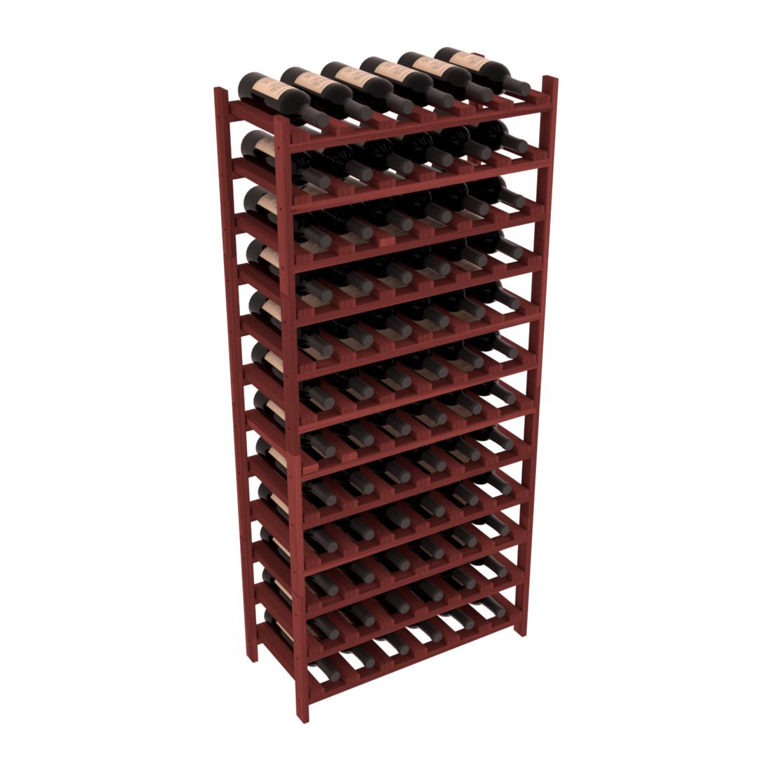 Living Series - 72 Bottle Stackable in Redwood Cherry stained without Clear Coat