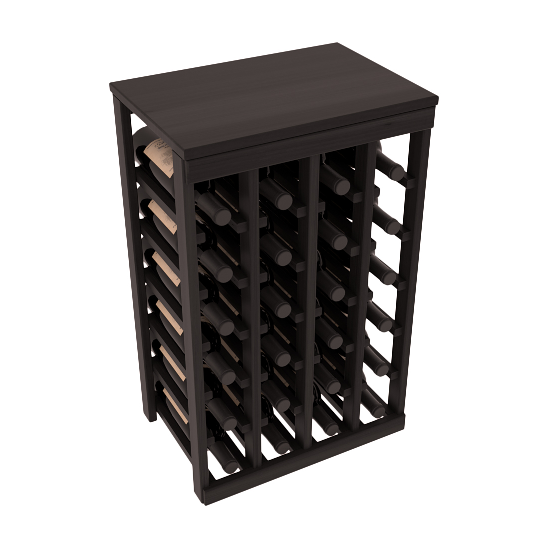 Living Series - 24 Bottle Tabletop Rack in Redwood Black stained with Clear Coat