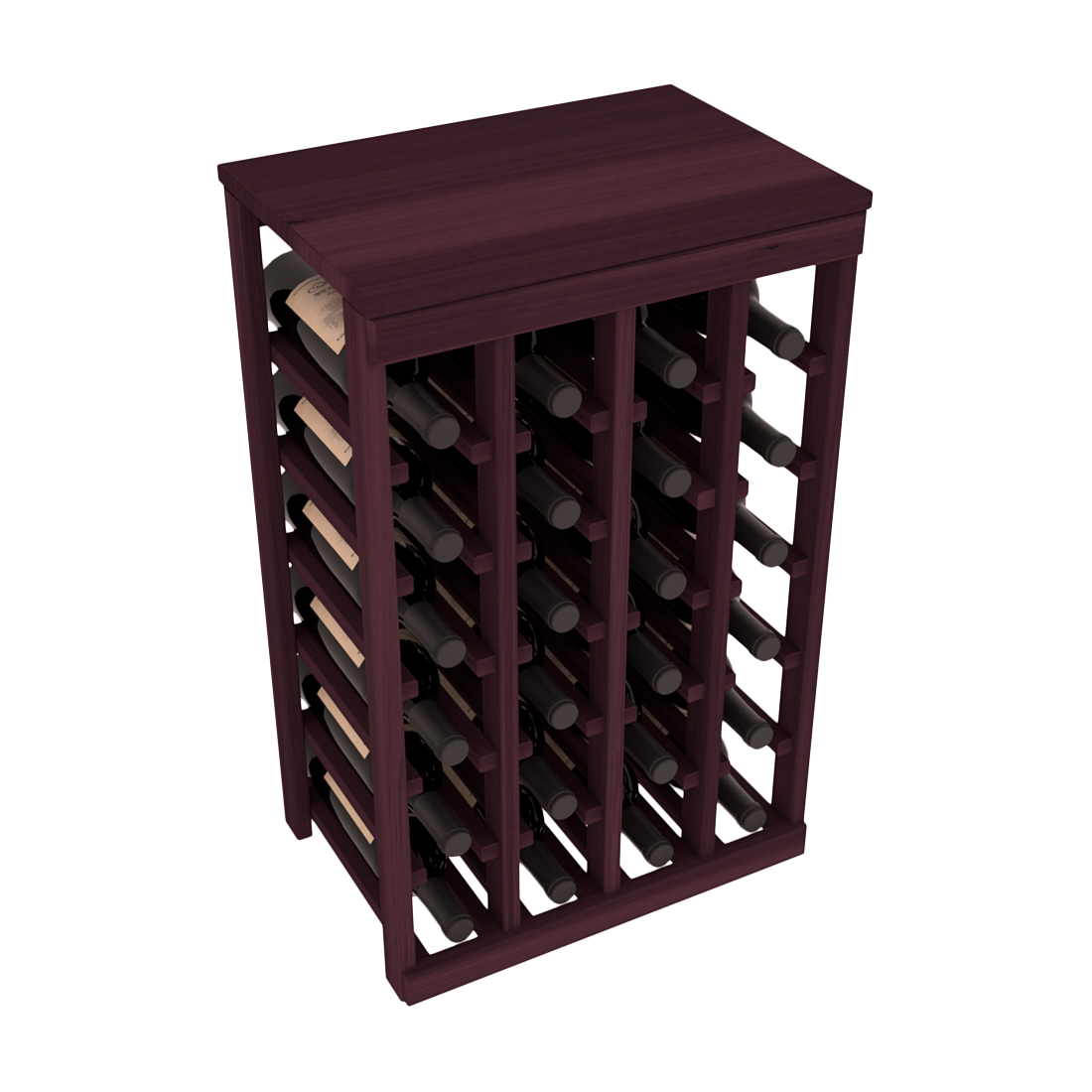Living Series - 24 Bottle Tabletop Rack in Redwood Burgundy stained without Clear Coat