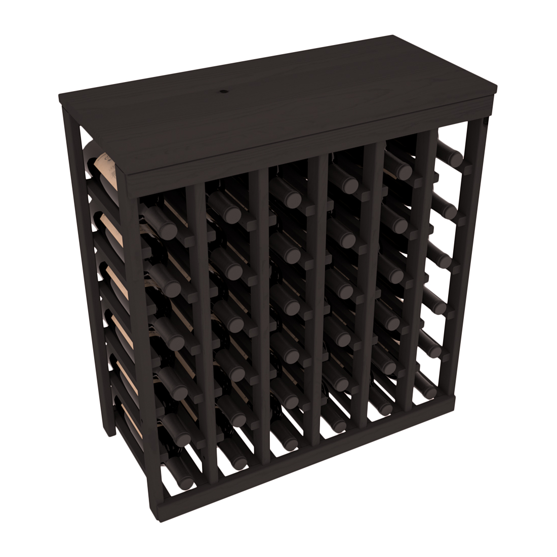 Living Series - 36 Bottle Tabletop Rack in Pine Black stained without Clear Coat