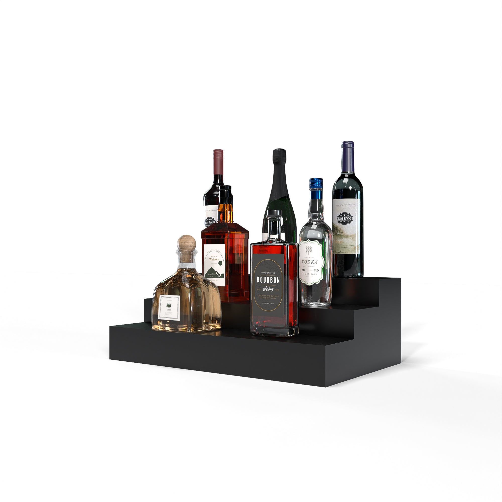 Liquor Riser, 3 Riser 4 Column in Grand Mahogany Black stained with WineSafe™ Satin Sealant