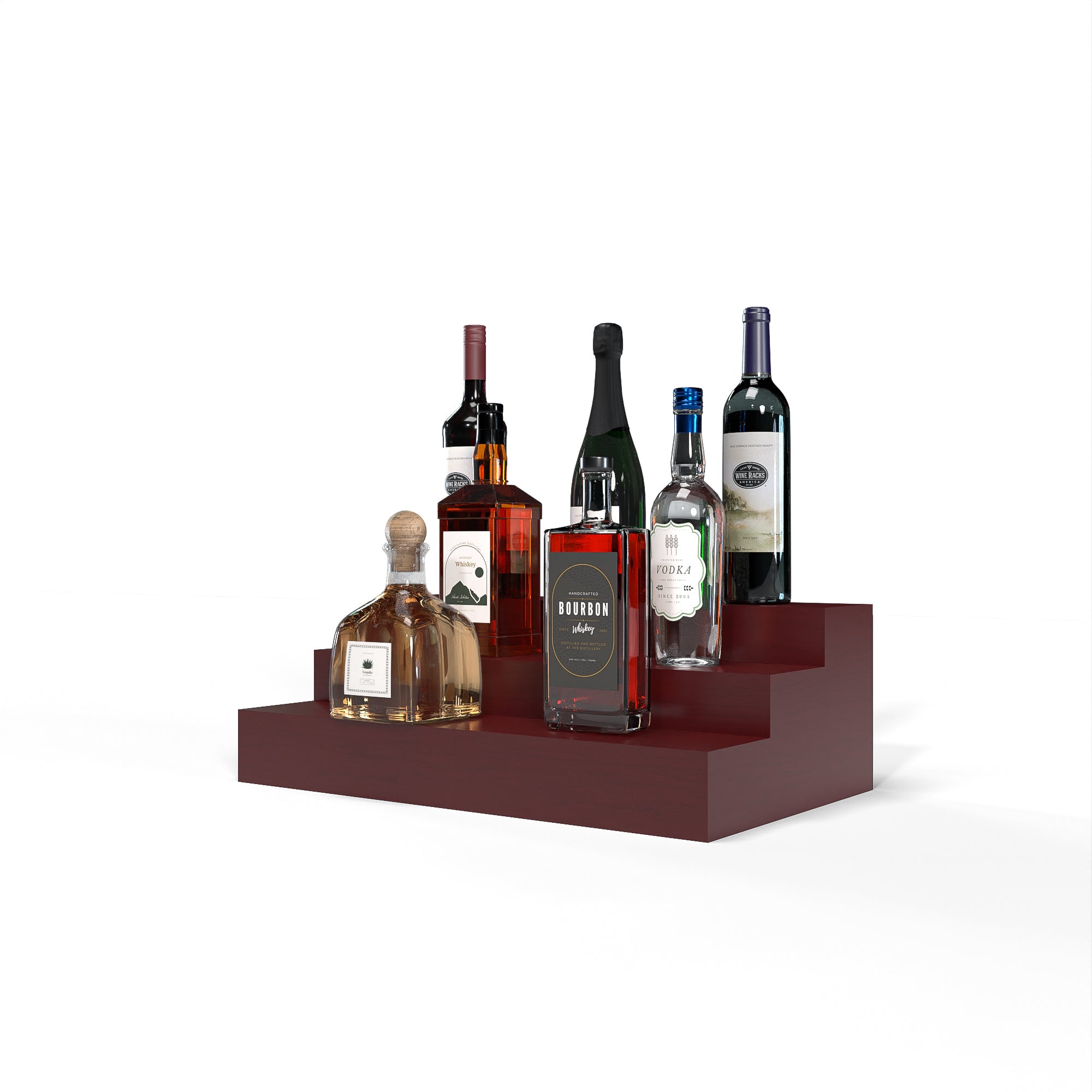 Liquor Riser, 3 Riser 4 Column in Grand Mahogany Cherry stained with WineSafe™ Satin Sealant