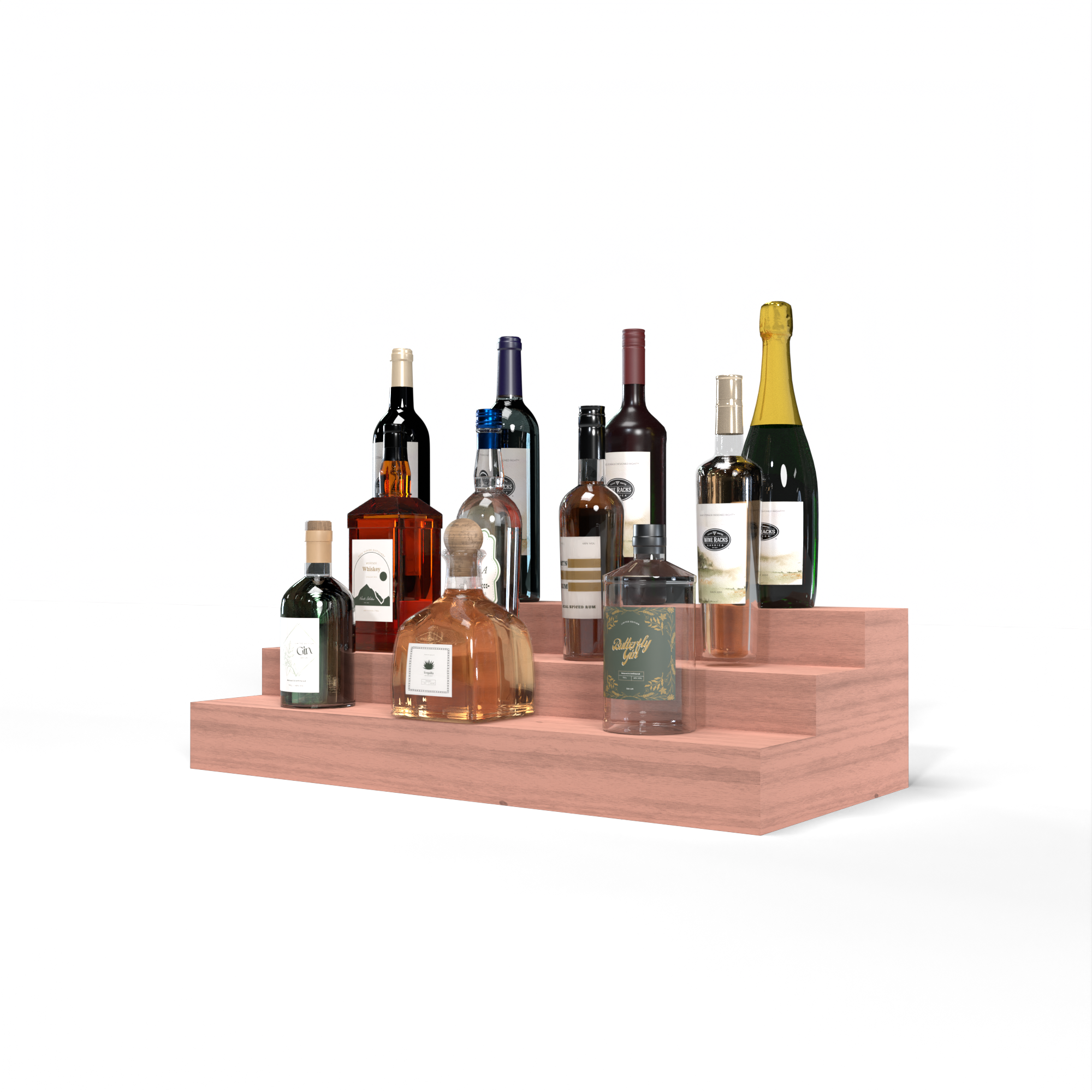 Liquor Riser, 3 Riser 6 Column in Grand Mahogany Unstained without WineSafe™ Satin Sealant