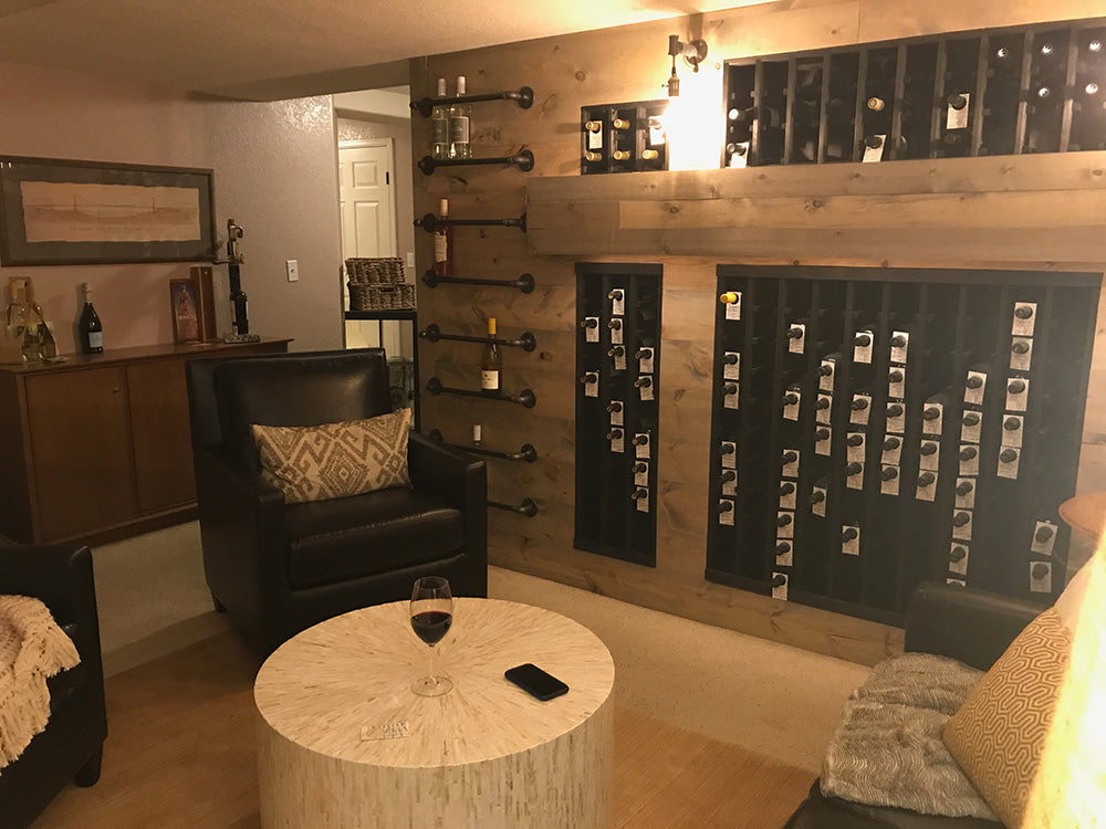 Wine Cellar Design with Tags in a Living Room