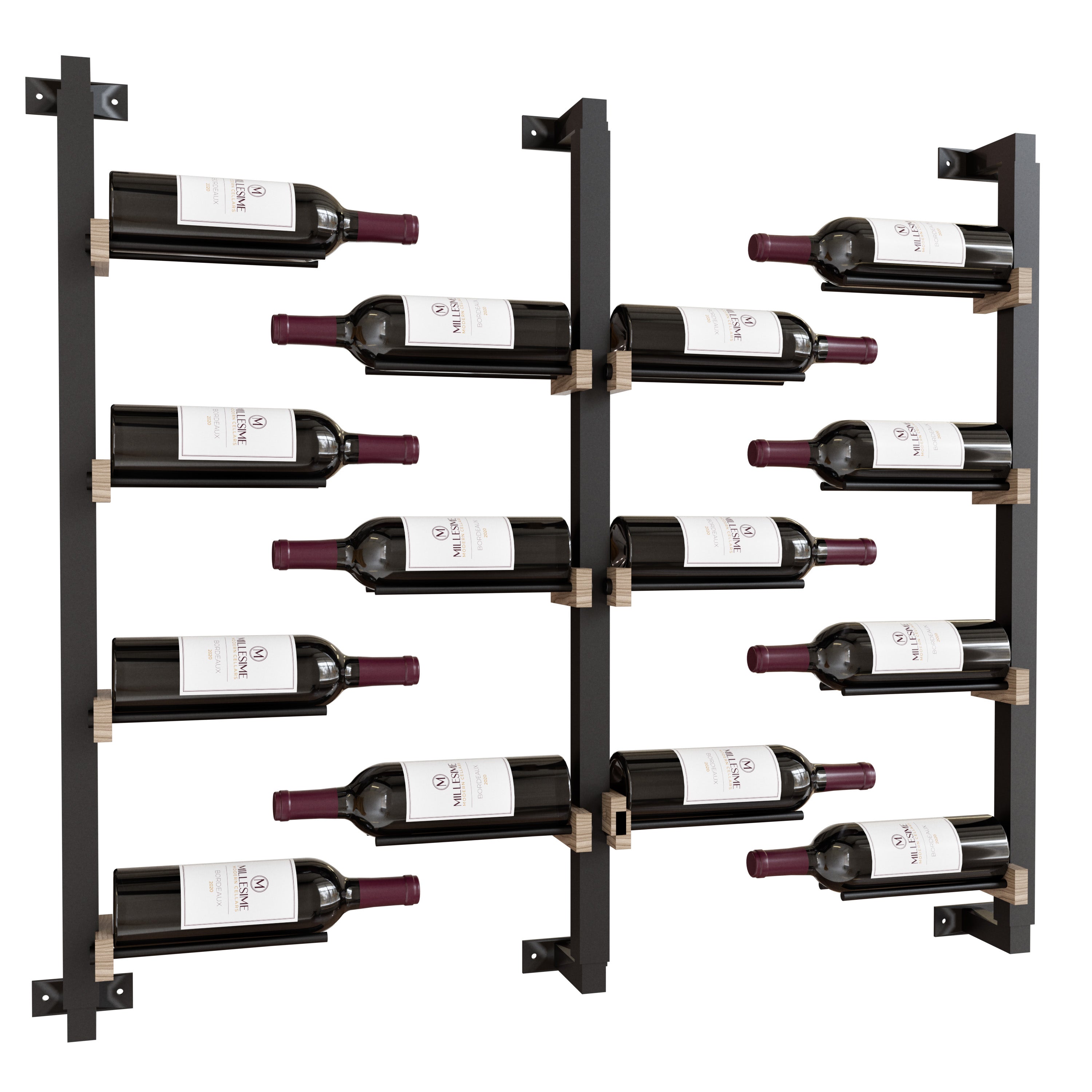 Millesime Wine Wall Collection 36" Floating Bottle Wall-Mounted Wine R ...