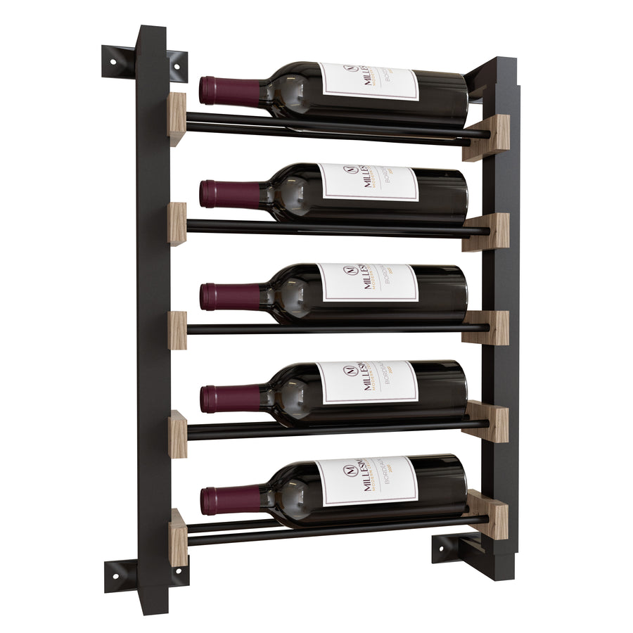 Millesime Wine Wall Collection Streamline Wall-Mounted Wine Rack,  24" Height, 5 Shelves, 1 Bottle Wide, 1 Bottle Deep