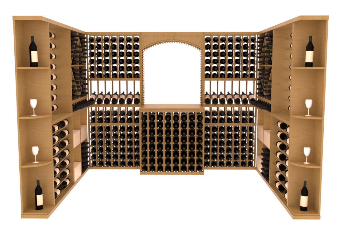 InstaCellar – Naples Wine Cellar Kit in Ponderosa Pine Oak stained with WineSafe™ Satin Sealant