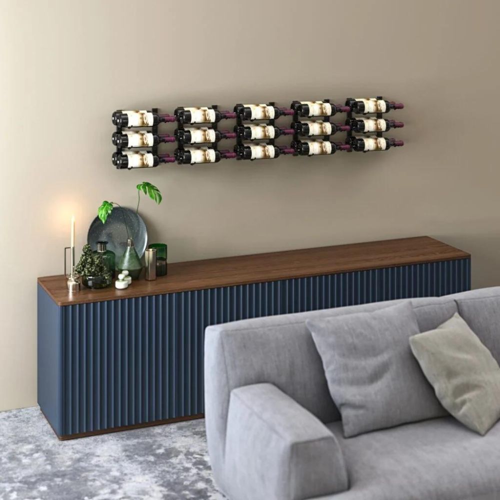 W Series Wine Rack 1 (modern wall mounted metal bottle storage)