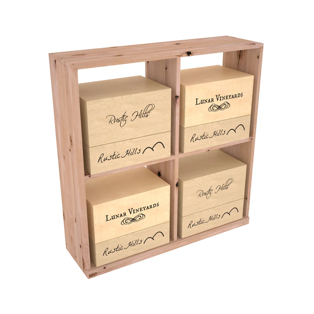 InstaCellar - Solid Case Bin in Knotty Alder Unstained without WineSafe™ Satin Sealant