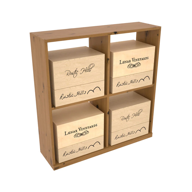 InstaCellar - Solid Case Bin in Knotty Alder Oak stained with WineSafe™ Satin Sealant