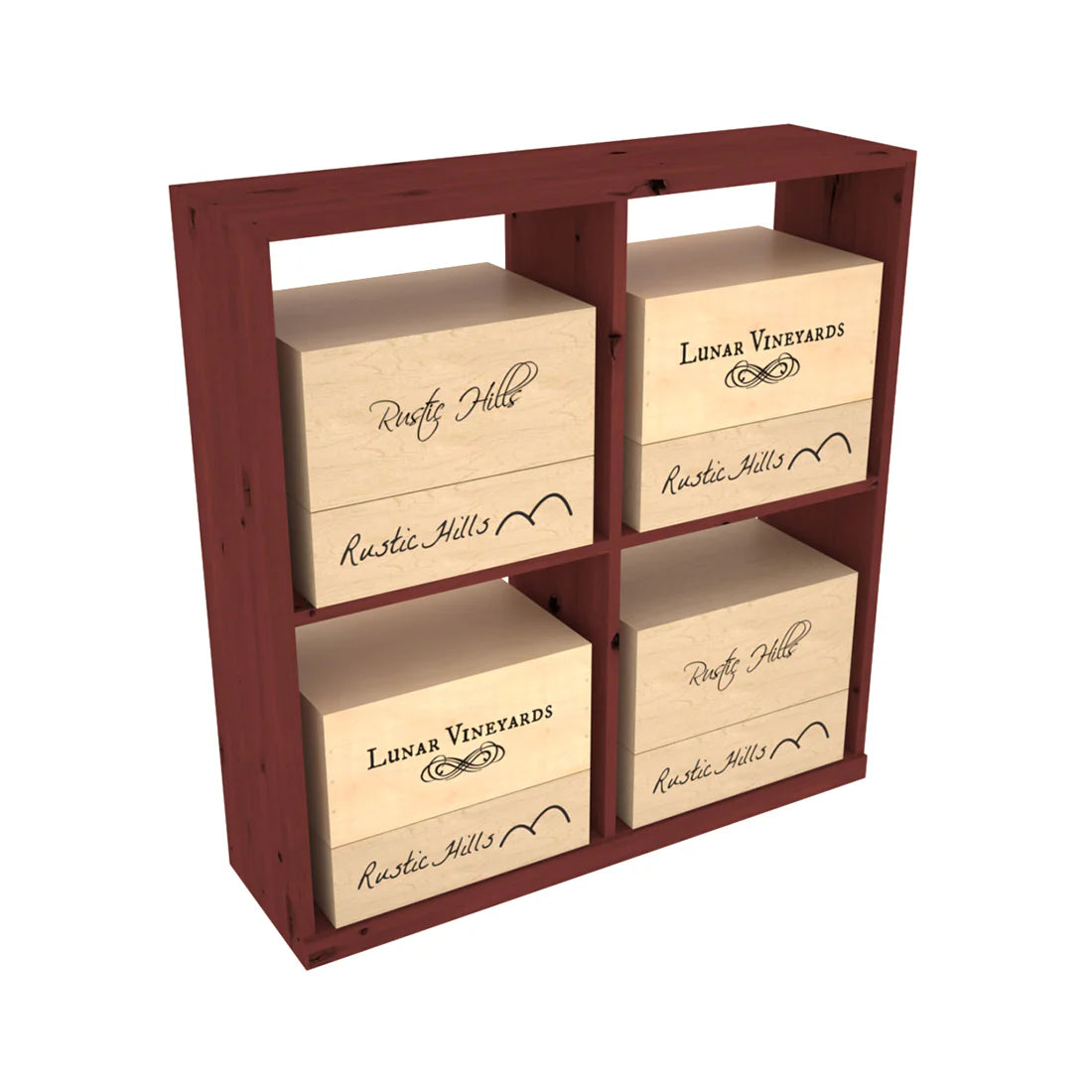 InstaCellar - Solid Case Bin in Knotty Alder Cherry stained without WineSafe™ Satin Sealant