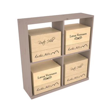 InstaCellar - Solid Case Bin in Knotty Alder Greywash stained without WineSafe™ Satin Sealant