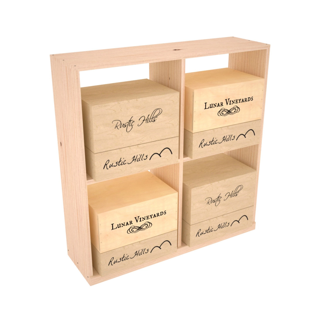 Retail Open Bin Base Display in Ponderosa Pine Unstained without WineSafe™ Satin Sealant