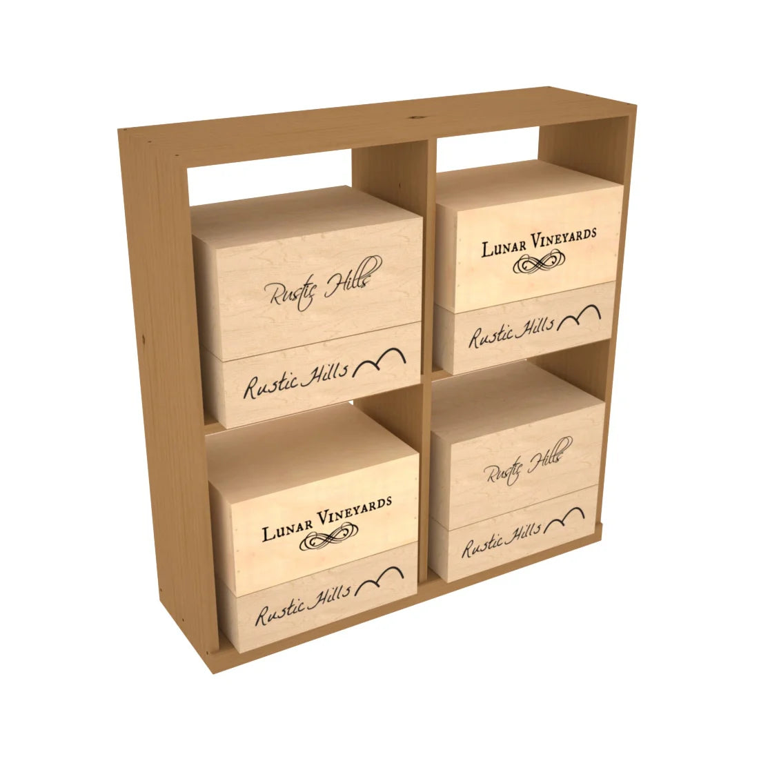 InstaCellar - Solid Case Bin in Ponderosa Pine Oak stained without WineSafe™ Satin Sealant