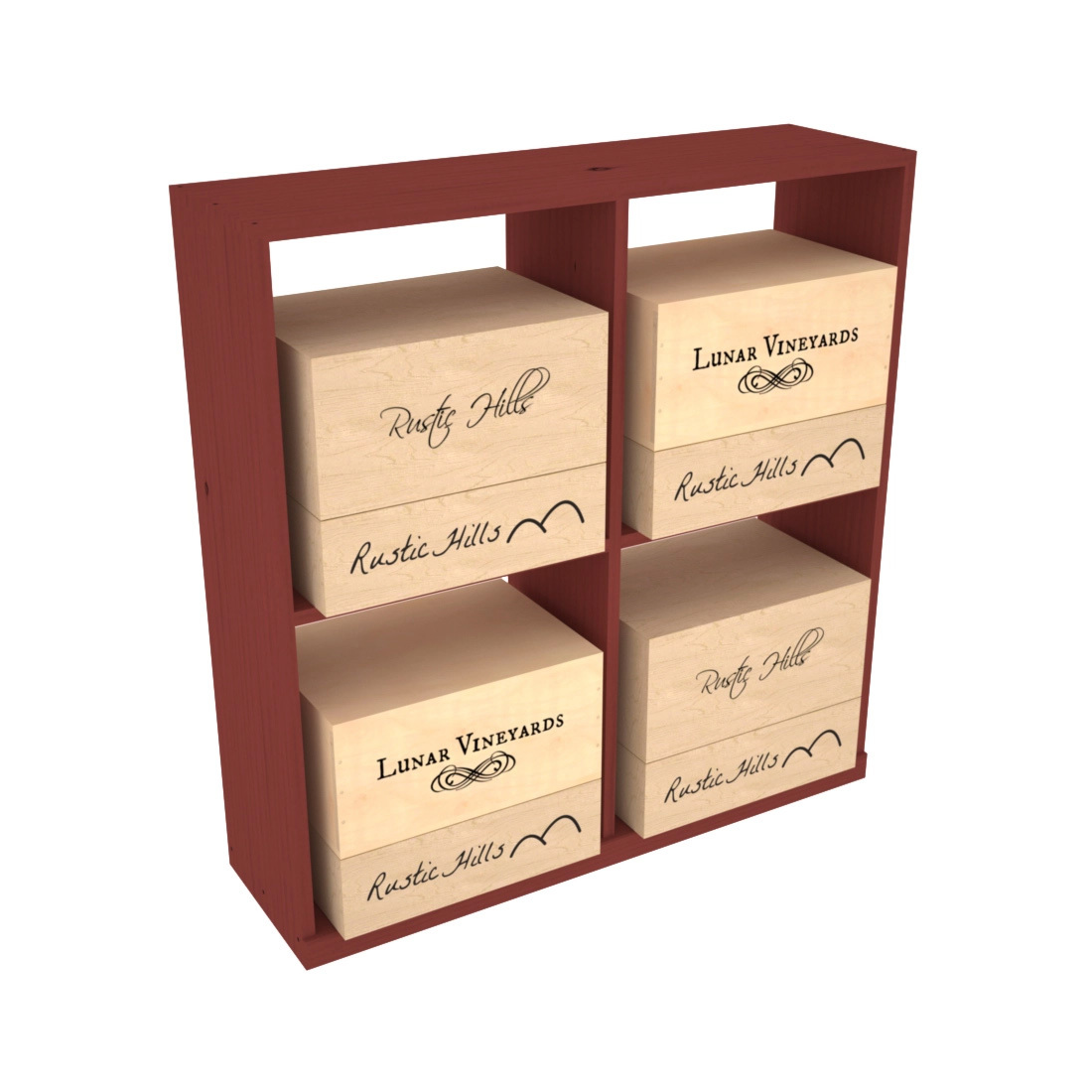 Retail Open Bin Base Display in Ponderosa Pine Cherry stained without WineSafe™ Satin Sealant