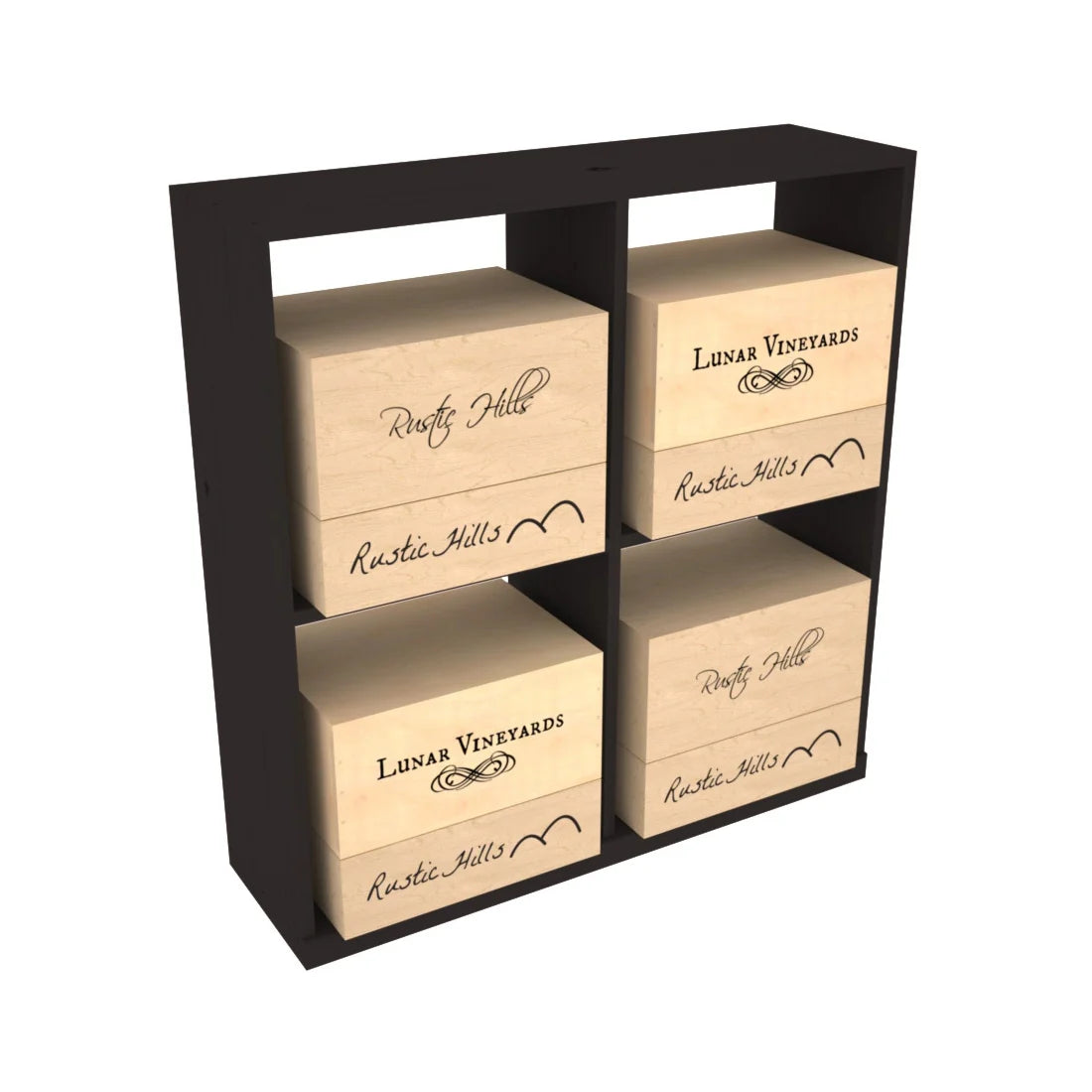InstaCellar - Solid Case Bin in Ponderosa Pine Black stained without WineSafe™ Satin Sealant
