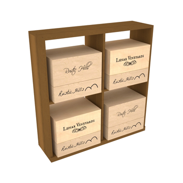 Retail Open Bin Base Display in Premium Redwood Oak stained without WineSafe™ Satin Sealant