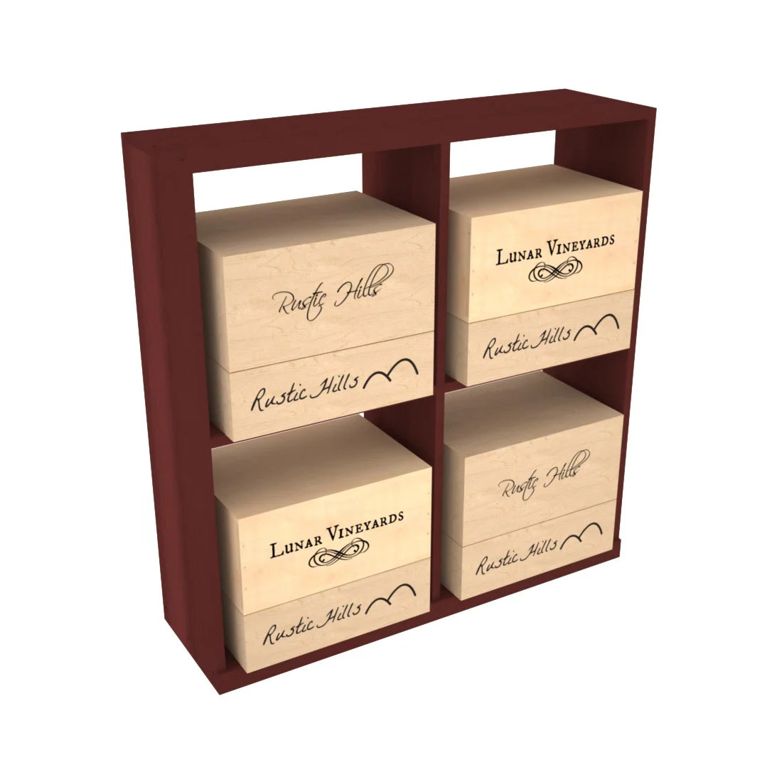 InstaCellar - Solid Case Bin in Premium Redwood Cherry stained without WineSafe™ Satin Sealant