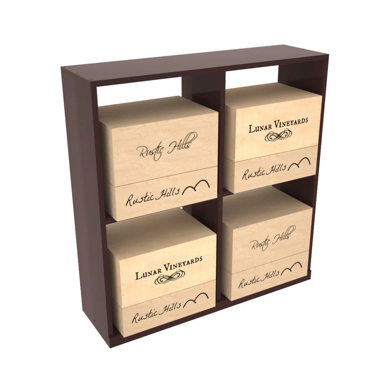 InstaCellar - Solid Case Bin in Premium Redwood Walnut stained with WineSafe™ Satin Sealant