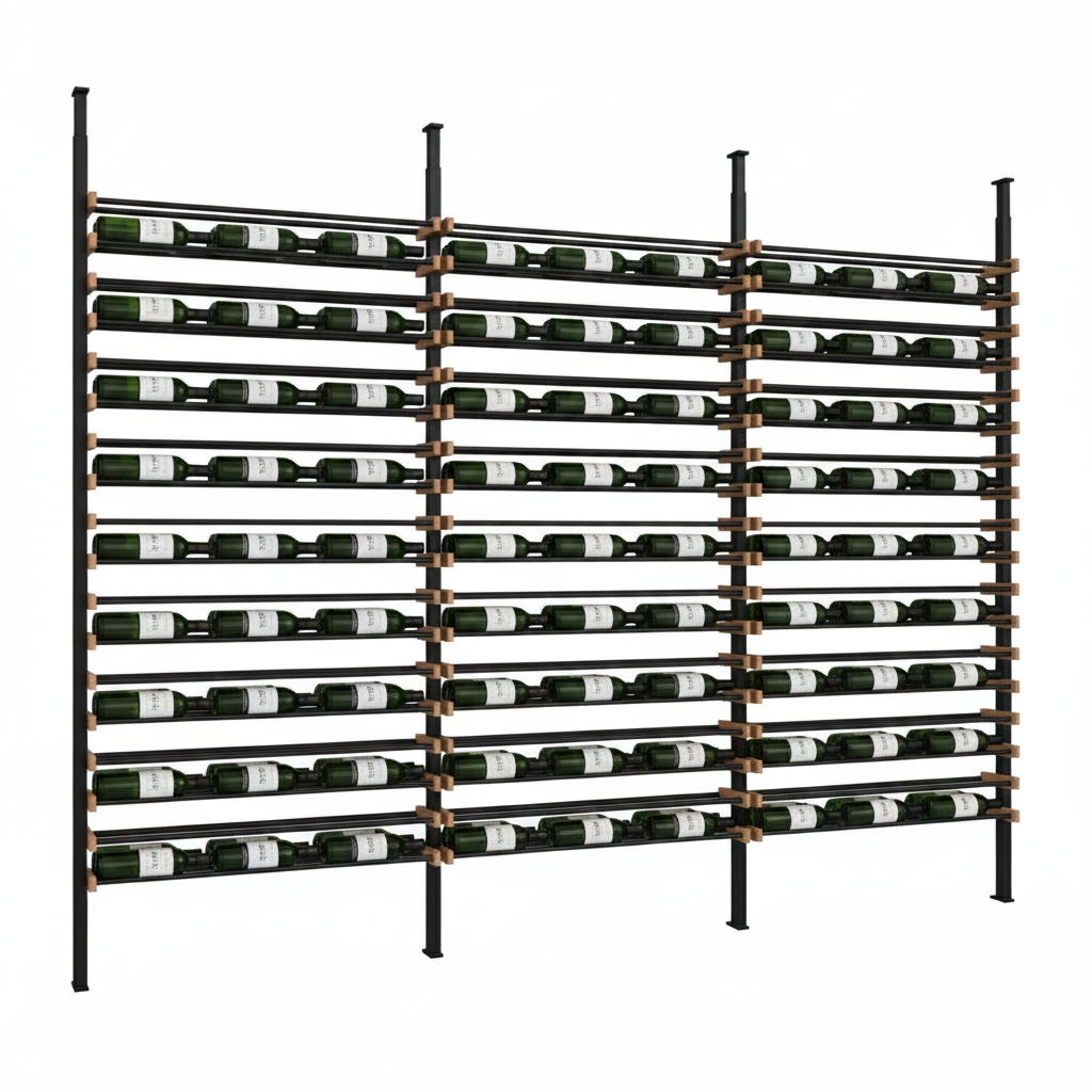 The Streamline, Walnut and Silver Metal – Wine Racks America
