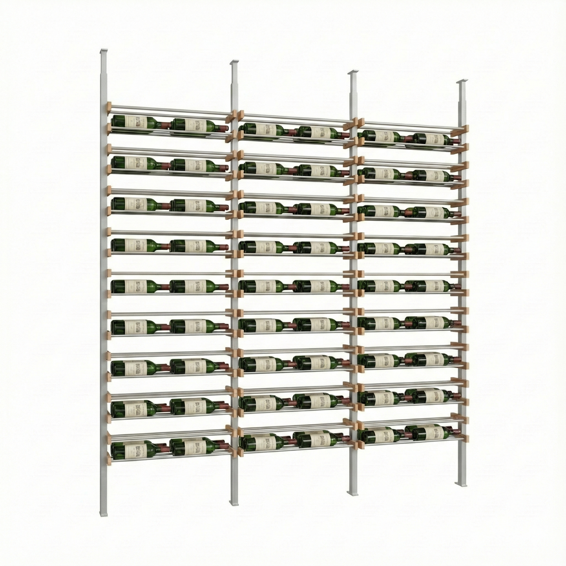 The Streamline, Walnut and Silver Metal – Wine Racks America